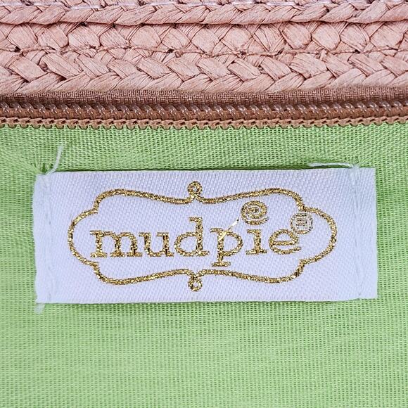 Mud Pie Braided Straw Carry All Cosmetic Bag Pineapple Clutch Purse Zip Top - Picture 7 of 9